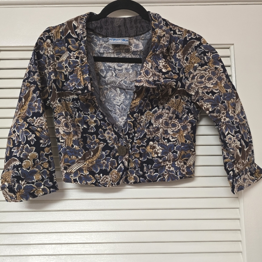 Grey Antics - Unique Bohemian Floral 100% Cotton Long-Sleeve Crop Jacket